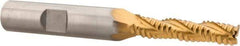 Hertel - 1/4" Diam, Coarse Pitch, 5/16" LOC, 3 Flute Cobalt Roughing Square End Mill - TiN Finish, 1/8" OAL, 3/8" Shank Diam, Single End, Centercutting, 30° Helix - Eagle Tool & Supply