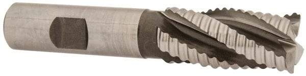 Hertel - 3/4" Diam, Coarse Pitch, 1-5/8" LOC, 4 Flute Cobalt Roughing Square End Mill - Uncoated, 3-3/4" OAL, 5/8" Shank Diam, Single End, Centercutting, 30° Helix - Eagle Tool & Supply