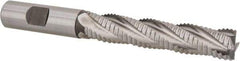 Hertel - 5/8" Diam, Coarse Pitch, 3-1/8" LOC, 4 Flute Cobalt Roughing Square End Mill - Uncoated, 5-1/4" OAL, 5/8" Shank Diam, Single End, Centercutting, 30° Helix - Eagle Tool & Supply