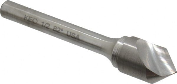 Keo - 1/2" Head Diam, 1/4" Shank Diam, 1 Flute 82° Solid Carbide Countersink - Eagle Tool & Supply