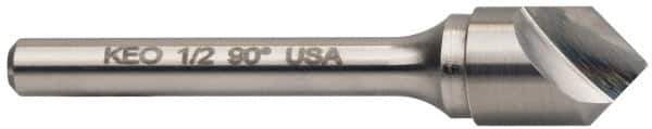 Keo - 1/8" Head Diam, 1/8" Shank Diam, 1 Flute 82° Solid Carbide Countersink - Bright Finish, 1-1/2" OAL, Single End - Eagle Tool & Supply