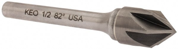 Keo - 1/2" Head Diam, 1/4" Shank Diam, 6 Flute 82° Solid Carbide Countersink - Eagle Tool & Supply
