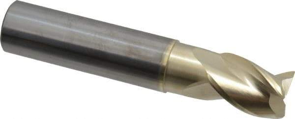 Accupro - 3/4", 3 Flute, Single End, Solid Carbide, 0.03" Corner Radius End Mill - 4" OAL, 37° Helix, Right Hand Flute, 1" LOC, Right Hand Cut, 1-5/8" Extended Reach - Eagle Tool & Supply