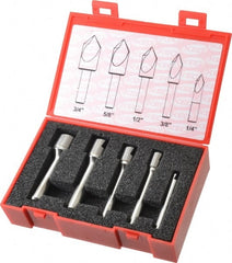 Keo - 5 Piece, 1/4 to 3/4" Head Diam, 90° Included Angle, Single End Countersink Set - Eagle Tool & Supply