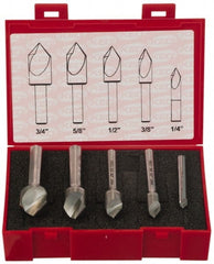 Keo - 5 Piece, 1/4 to 3/4" Head Diam, 82° Included Angle, Single End Countersink Set - Eagle Tool & Supply