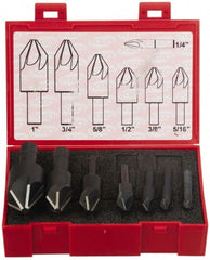 Keo - 7 Piece, 1/4 to 1" Head Diam, 100° Included Angle, Single End Countersink Set - Eagle Tool & Supply