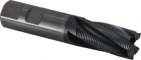 Kennametal - 25mm Diam, Fine Pitch, 44.5mm LOC, 5 Flute Solid Carbide Corner Chamfer Roughing End Mill - AlTiN Finish, 121mm OAL, 25mm Shank Diam, Centercutting, 20° Helix - Eagle Tool & Supply
