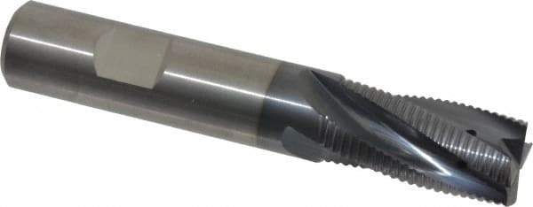 Kennametal - 16mm Diam, Fine Pitch, 31.6mm LOC, 4 Flute Solid Carbide Corner Chamfer Roughing End Mill - AlTiN Finish, 92mm OAL, 16mm Shank Diam, Centercutting, 20° Helix - Eagle Tool & Supply