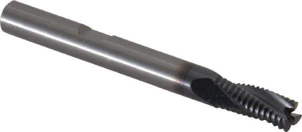 Kennametal - 6mm Diam, Fine Pitch, 13mm LOC, 3 Flute Solid Carbide Corner Chamfer Roughing End Mill - AlTiN Finish, 57mm OAL, 6mm Shank Diam, Centercutting, 20° Helix - Eagle Tool & Supply