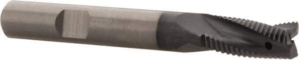 Kennametal - 8mm Diam, Fine Pitch, 16mm LOC, 3 Flute Solid Carbide Corner Chamfer Roughing End Mill - AlTiN Finish, 63mm OAL, 8mm Shank Diam, Centercutting, 20° Helix - Eagle Tool & Supply