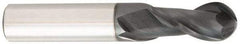 OSG - 22mm Diam, 38mm LOC, 2 Flute Solid Carbide Ball End Mill - TiAlN Finish, Single End, 102mm OAL, 22mm Shank Diam, Spiral Flute - Eagle Tool & Supply