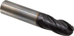 OSG - 3/4" Diam, 1-1/2" LOC, 4 Flute Solid Carbide Ball End Mill - TiAlN Finish, Single End, 4" OAL, 3/4" Shank Diam, Spiral Flute - Eagle Tool & Supply