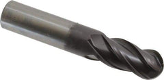 OSG - 16mm Diam, 32mm LOC, 4 Flute Solid Carbide Ball End Mill - TiAlN Finish, Single End, 89mm OAL, 16mm Shank Diam, Spiral Flute - Eagle Tool & Supply