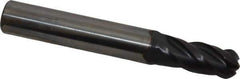 OSG - 9mm Diam, 22mm LOC, 4 Flute Solid Carbide Ball End Mill - TiAlN Finish, Single End, 70mm OAL, 10mm Shank Diam, Spiral Flute - Eagle Tool & Supply