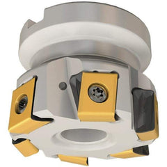 Iscar - 9 Inserts, 5" Cut Diam, 1-1/2" Arbor Diam, 0.492" Max Depth of Cut, Indexable Square-Shoulder Face Mill - 0/90° Lead Angle, 2" High, T490 LN.T 1306 Insert Compatibility, Through Coolant, Series Helitang - Eagle Tool & Supply