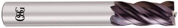 OSG - 1", 1-1/2" LOC, 1" Shank Diam, 4" OAL, 4 Flute, Solid Carbide Square End Mill - Single End, EXO Finish, Spiral Flute, Variable° Helix, Centercutting, Right Hand Cut, Right Hand Flute, Series 2050 - Eagle Tool & Supply