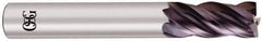 OSG - 1", 1-1/2" LOC, 1" Shank Diam, 4" OAL, 4 Flute, Solid Carbide Square End Mill - Single End, EXO Finish, Spiral Flute, Variable° Helix, Centercutting, Right Hand Cut, Right Hand Flute, Series 2050 - Eagle Tool & Supply