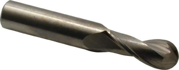 OSG - 7/16" Diam, 1" LOC, 2 Flute Solid Carbide Ball End Mill - Uncoated, Single End, 2-3/4" OAL, 7/16" Shank Diam, Spiral Flute - Eagle Tool & Supply