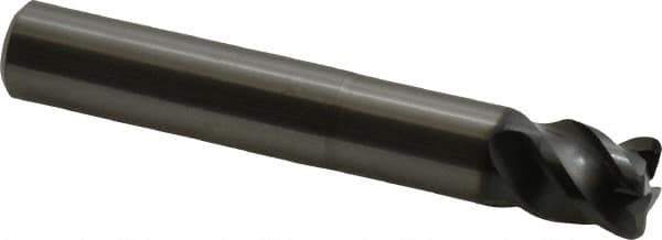 OSG - 1/2", 4 Flute, Single End, Solid Carbide, 0.06" Corner Radius End Mill - 3-1/4" OAL, 45° Helix, Right Hand Flute, 1/2" LOC, Right Hand Cut, 1-1/2" Extended Reach - Eagle Tool & Supply