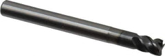 OSG - 1/4", 4 Flute, Single End, Solid Carbide, 0.01" Corner Radius End Mill - 2-1/2" OAL, 45° Helix, Right Hand Flute, 1/4" LOC, Right Hand Cut, 3/4" Extended Reach - Eagle Tool & Supply