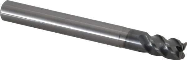 OSG - 12mm, 4 Flute, Single End, Solid Carbide, 1mm Corner Radius End Mill - 110mm OAL, 45° Helix, Right Hand Flute, 18mm LOC, Right Hand Cut, 36mm Extended Reach - Eagle Tool & Supply