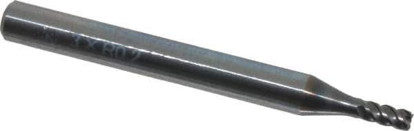 OSG - 3mm, 4 Flute, Single End, Solid Carbide, 0.2mm Corner Radius End Mill - 60mm OAL, 45° Helix, Right Hand Flute, 5mm LOC, Right Hand Cut, 9mm Extended Reach - Eagle Tool & Supply