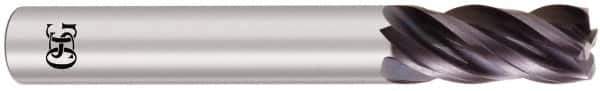OSG - 1", 4 Flute, Single End, Solid Carbide, 0.09" Corner Radius End Mill - 4" OAL, Right Hand Flute, 1-1/2" LOC, Right Hand Cut - Eagle Tool & Supply
