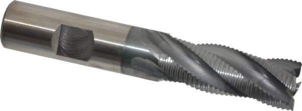 OSG - 5/8" Diam, Fine Pitch, 1-5/8" LOC, 4 Flute Cobalt Corner Chamfer Roughing End Mill - TiCN Finish, 3-3/4" OAL, 5/8" Shank Diam, Single End, Centercutting, 30° Helix - Eagle Tool & Supply