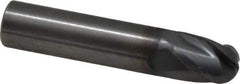 OSG - 1/2" Diam, 5/8" LOC, 4 Flute Solid Carbide Ball End Mill - TiCN Finish, Single End, 2-1/2" OAL, 1/2" Shank Diam, Spiral Flute - Eagle Tool & Supply
