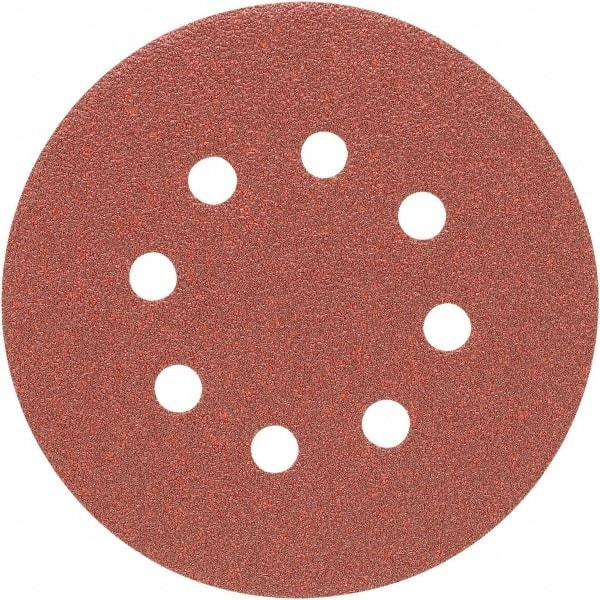 Porter-Cable - 5" Diam, 80 Grit Aluminum Oxide Adhesive PSA Disc - Medium Grade, Tan, C Weighted Backing, Flexible, 13,000 Max RPM - Eagle Tool & Supply