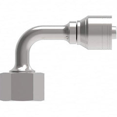 Eaton - Hydraulic Hose Fittings & Couplings Type: Female ORS Swivel Short Drop 90 Elbow Hose Diameter: 13/16 (Inch) - Eagle Tool & Supply