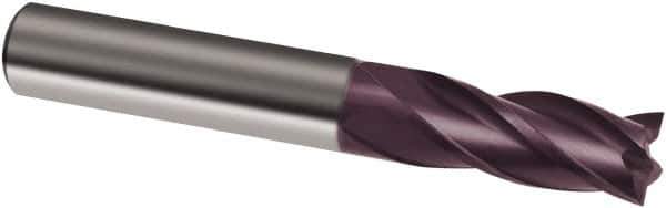 Guhring - 3/8", 1-1/8" LOC, 3/8" Shank Diam, 3" OAL, 4 Flute, Solid Carbide Square End Mill - Single End, FIREX Finish, Spiral Flute, 30° Helix, Right Hand Cut, Right Hand Flute, Series 3156 - Eagle Tool & Supply