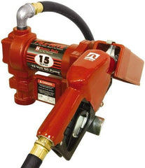 Tuthill - 15 GPM, 3/4" Hose Diam, DC Tank Pump with Automatic Nozzle - 1" Inlet, 3/4" Outlet, 12 Volts, 12' Hose Length, 1/4 hp - Eagle Tool & Supply