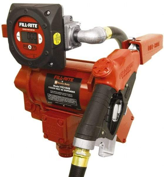 Tuthill - 35 GPM, 1" Hose Diam, AC High Flow Tank Pump with Automatic Nozzle & 900D Meter - 1-1/4" Inlet, 1" Outlet, 115/230 Volts, 18' Hose Length, 3/4 hp - Eagle Tool & Supply