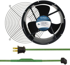 Made in USA - 115 Volts, AC, 600 CFM, Round Tube Axial Fan Kit - 0.22/0.24 Amp Rating, Includes Fan, Fan Guard, 254mm High x 254mm Wide x 89mm Deep, Thermostatically Controlled Fan Cord - Eagle Tool & Supply