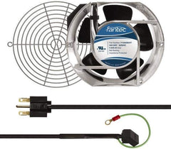 Made in USA - 230 Volts, AC, 240 CFM, Oval Tube Axial Fan Kit - 0.12/0.16 Amp Rating, 151mm High x 172mm Wide x 51mm Deep, Includes Fan, Fan Guard, Fan Cord - Eagle Tool & Supply