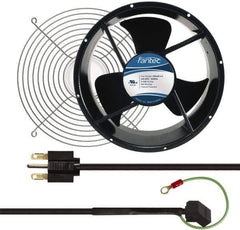 Made in USA - 230 Volts, AC, 600 CFM, Round Tube Axial Fan Kit - 0.16/0.14 Amp Rating, 254mm High x 254mm Wide x 89mm Deep, Includes Fan, Fan Filter, Fan Cord - Eagle Tool & Supply