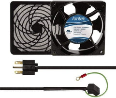 Made in USA - 230 Volts, AC, 103 CFM, Square Tube Axial Fan Kit - 0.12 Amp Rating, 120mm High x 120mm Wide x 38.5mm Deep, Includes Fan, Fan Guard, Fan Cord - Eagle Tool & Supply