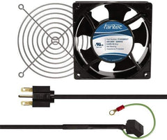 Made in USA - 230 Volts, AC, 103 CFM, Square Tube Axial Fan Kit - 0.12 Amp Rating, 120mm High x 120mm Wide x 38.5mm Deep, Includes Fan, Fan Filter, Fan Cord - Eagle Tool & Supply