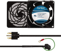 Made in USA - 230 Volts, AC, 32 CFM, Square Tube Axial Fan Kit - 0.06/0.05 Amp Rating, 3.15" High x 3" Wide x 38.5mm Deep, Includes Fan, Fan Guard, Fan Cord - Eagle Tool & Supply