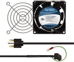 Made in USA - 230 Volts, AC, 32 CFM, Square Tube Axial Fan Kit - 0.06/0.05 Amp Rating, 3.15" High x 3" Wide x 38.5mm Deep, Includes Fan, Fan Filter, Fan Cord - Eagle Tool & Supply