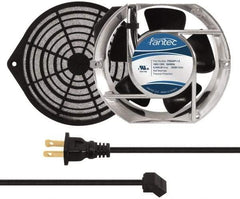 Made in USA - 115 Volts, AC, 240 CFM, Oval Tube Axial Fan Kit - 0.46 Amp Rating, 151mm High x 172mm Wide x 51mm Deep, Includes Fan, Fan Guard, Fan Cord - Eagle Tool & Supply