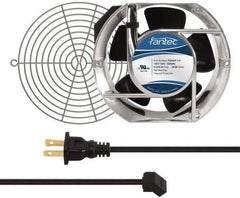 Made in USA - 115 Volts, AC, 240 CFM, Oval Tube Axial Fan Kit - 0.46 Amp Rating, 151mm High x 172mm Wide x 51mm Deep, Includes Fan, Fan Guard, Fan Cord - Eagle Tool & Supply