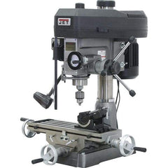 Jet - 1 Phase, 15-7/8" Swing, Step Pulley Mill Drill Combination - 9-1/2" Table Length x 32-1/4" Table Width, 14" Longitudinal Travel, 6" Cross Travel, 12 Spindle Speeds, 2 hp, 115/230 Volts - Eagle Tool & Supply