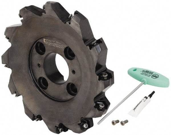Kennametal - 10" Cut Diam, 2-1/2" Arbor Hole, 8mm Max Depth of Cut, 45° Indexable Chamfer & Angle Face Mill - 12 Inserts, HNPJ 1307... Insert, Right Hand Cut, 12 Flutes, Through Coolant, Series Dodeka Max - Eagle Tool & Supply