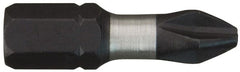 Power Screwdriver Bit: #2 Phillips, 1/4″ Hex Drive 1″ OAL, Alloy Steel