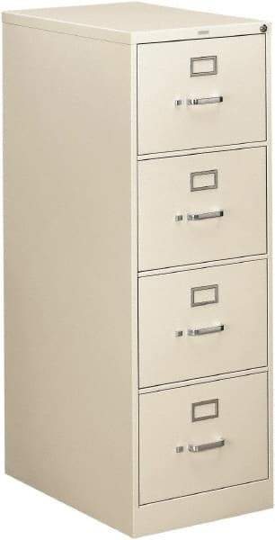 Hon - 18-1/4" Wide x 52" High x 26-1/2" Deep, 4 Drawer Vertical File - Steel, Light Gray - Eagle Tool & Supply