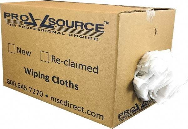 PRO-SOURCE - Cotton Reclaimed Rags - White, Sheeting, Lint Free, 25 Lbs. at 3 to 5 per Pound, Box - Eagle Tool & Supply