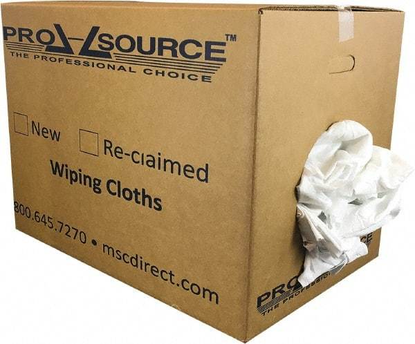 PRO-SOURCE - Cotton Reclaimed Rags - White, Sheeting, Lint Free, 50 Lbs. at 3 to 5 per Pound, Box - Eagle Tool & Supply