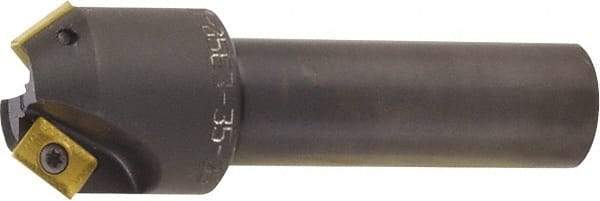 Kyocera - 55° Lead Angle, 2.014" Max Cut Diam, 0.327" Max Depth of Cut, Indexable Chamfer & Angle End Mill - 2 Inserts, XPMT 15T3.. Insert Style, 3.15" OAL, Straight Shank - Eagle Tool & Supply